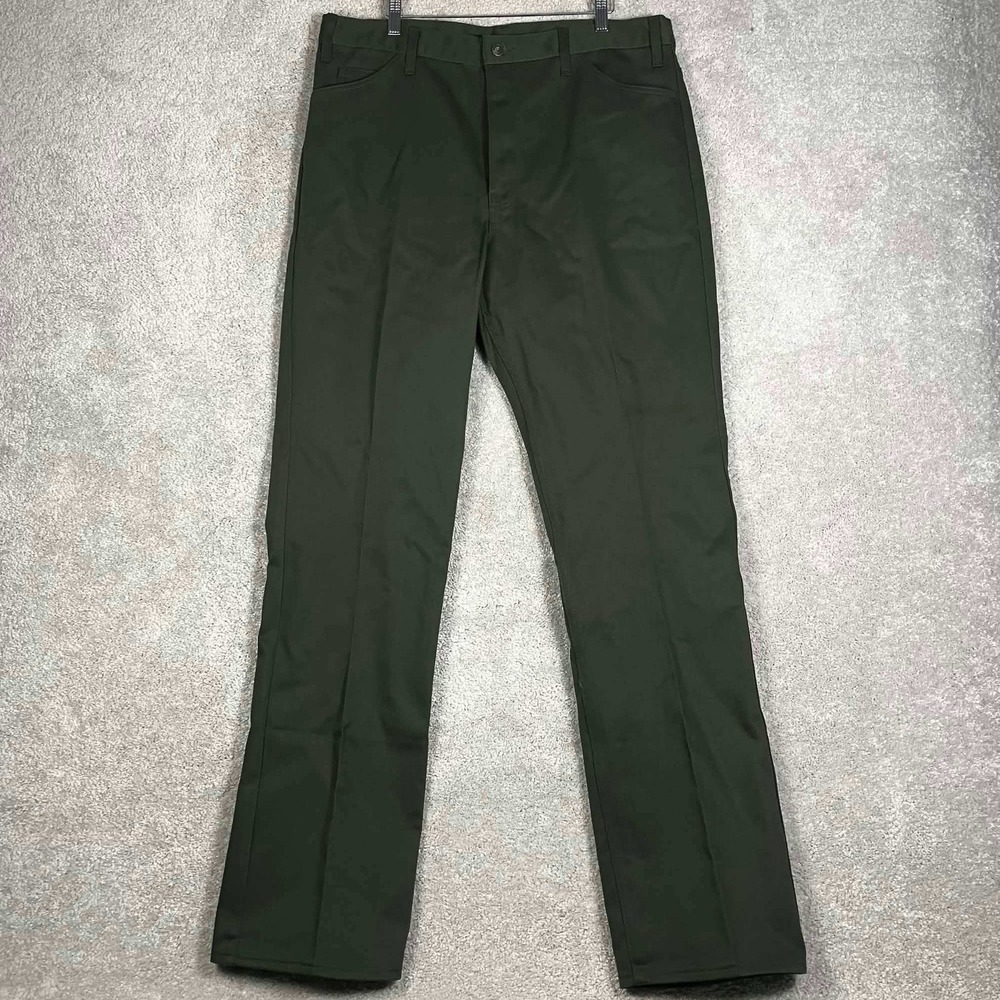 Vintage 70s JCPenney Work Pants Mens 34x29 Green Talon Zip Twill Straight Leg
